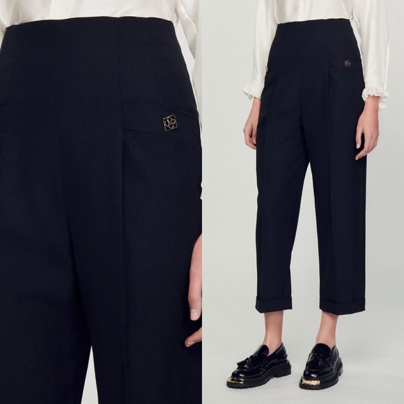 SANDRO Gary wool blend high waist trouser FINAL PRICE NO OFFERS CONSIDERED - Picture 1 of 8